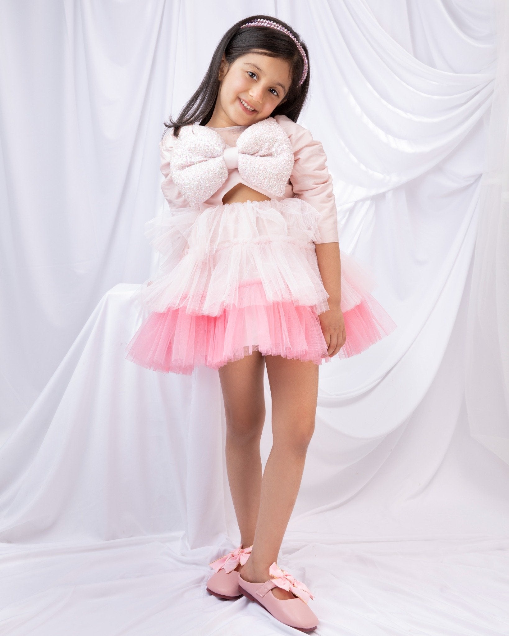 Big Bow Dress With Sleeves