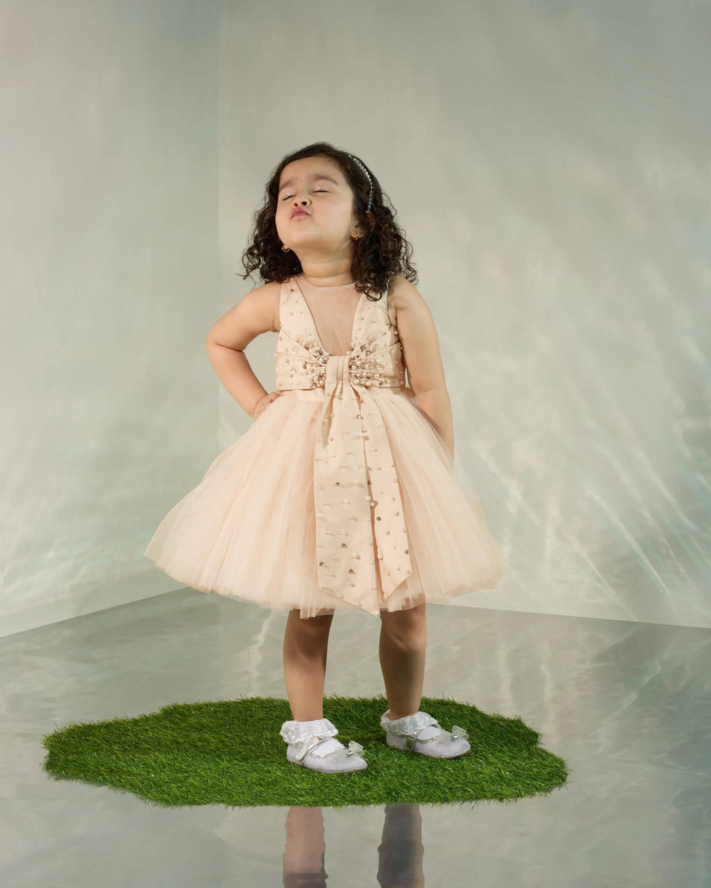 Pearl Embellished Bow Tutu Dress COCO