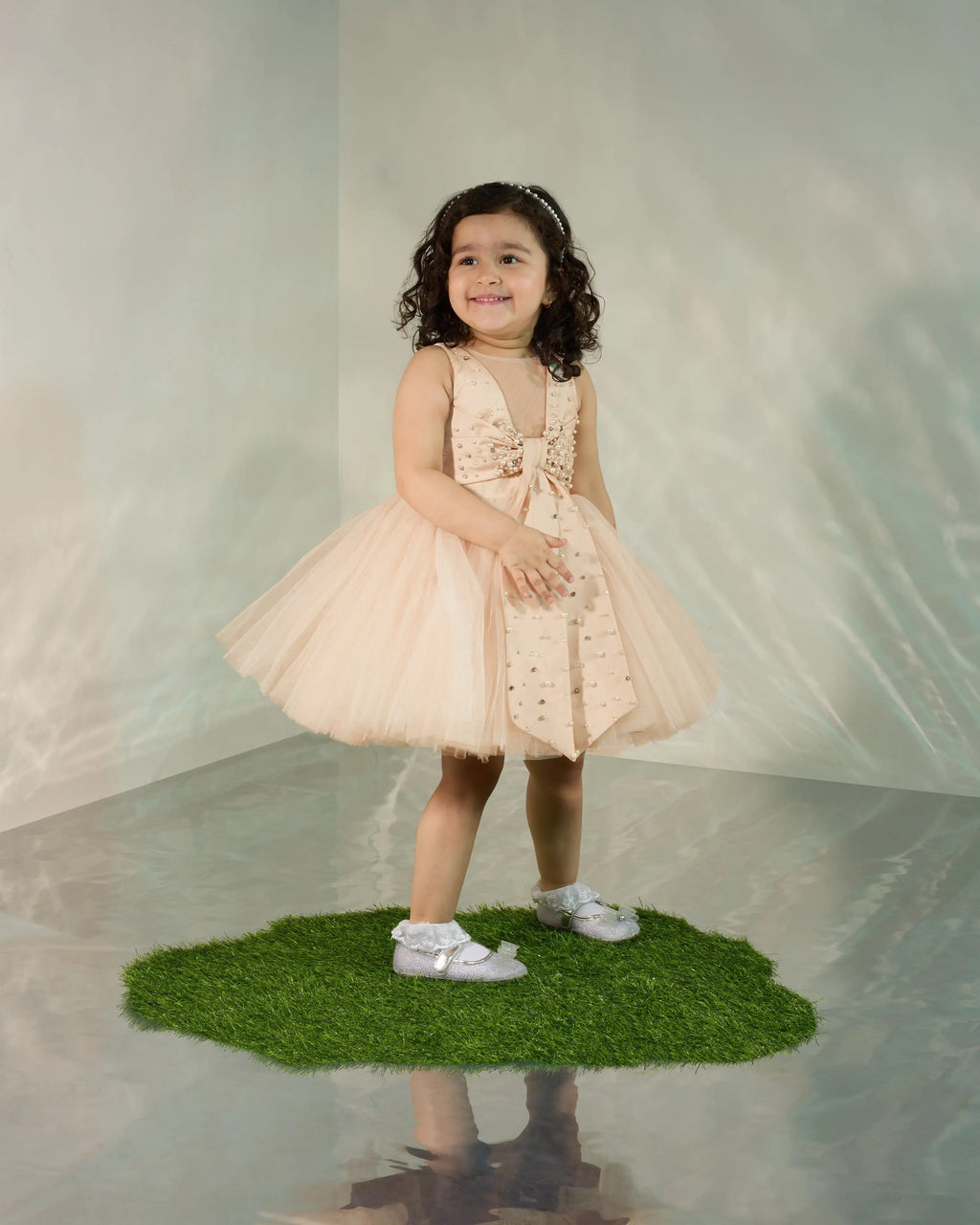 Pearl Embellished Bow Tutu Dress COCO