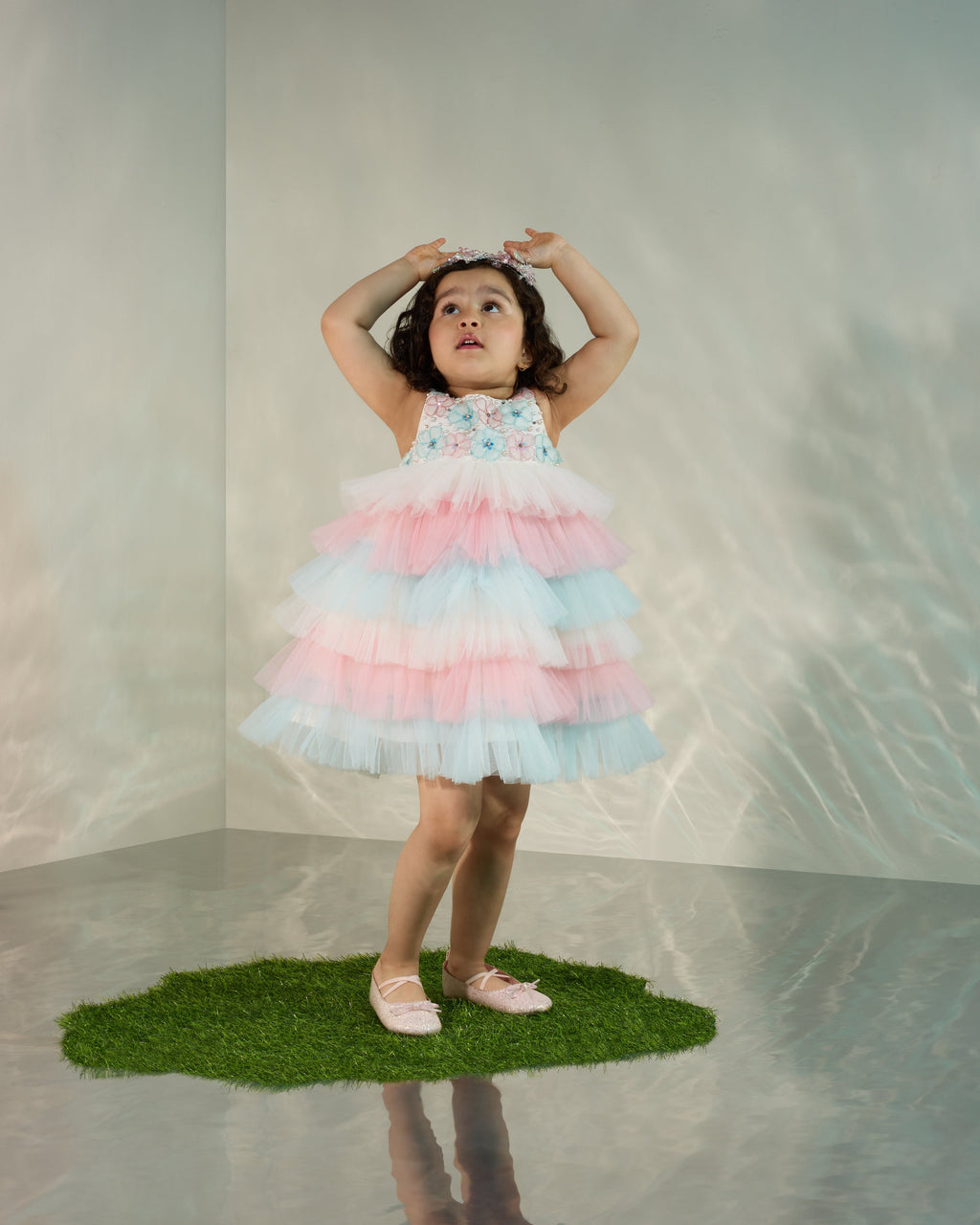 Multi Colour Tutu Dress with Organza Flowers COCO