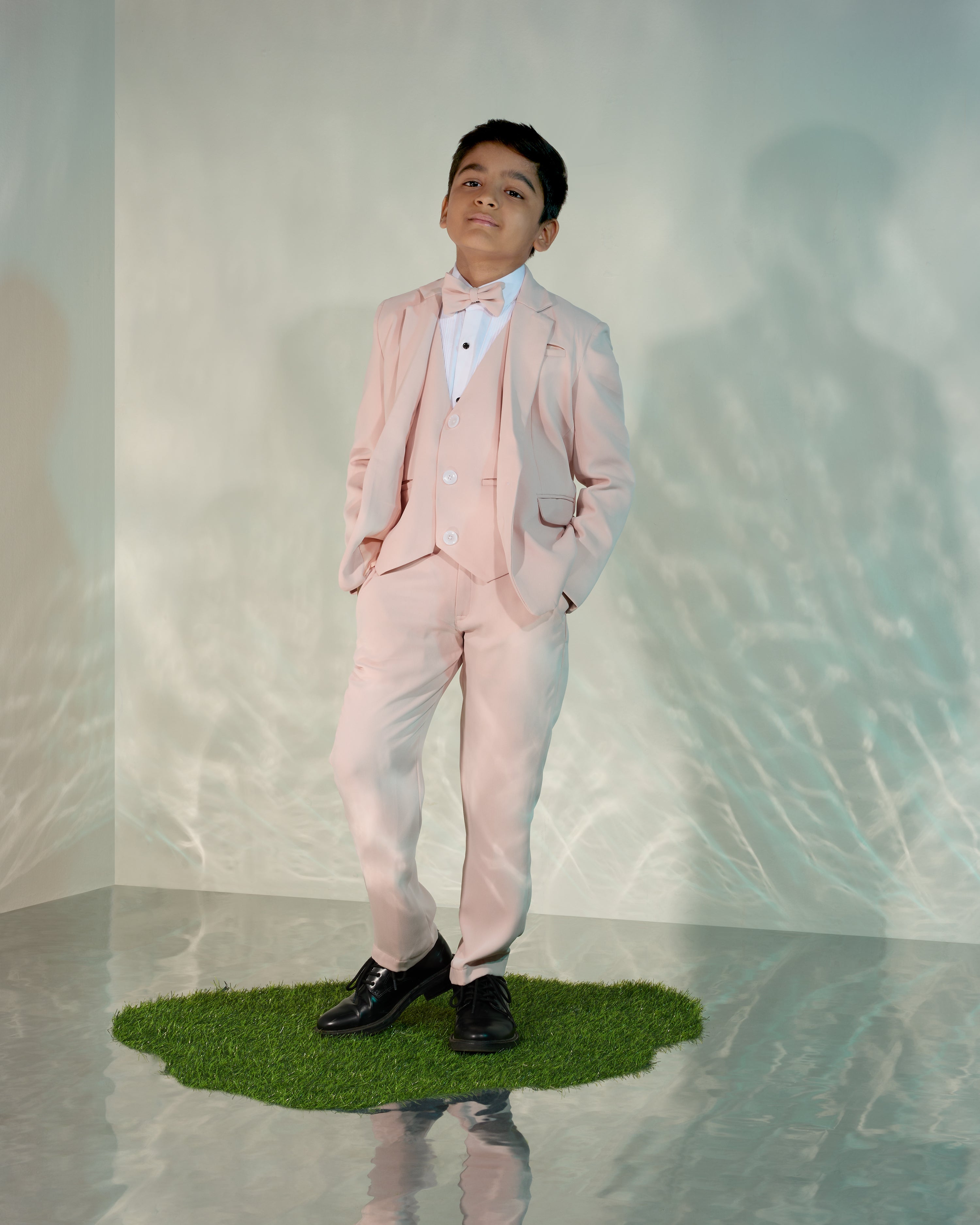 Three Piece Suit Set In Peach