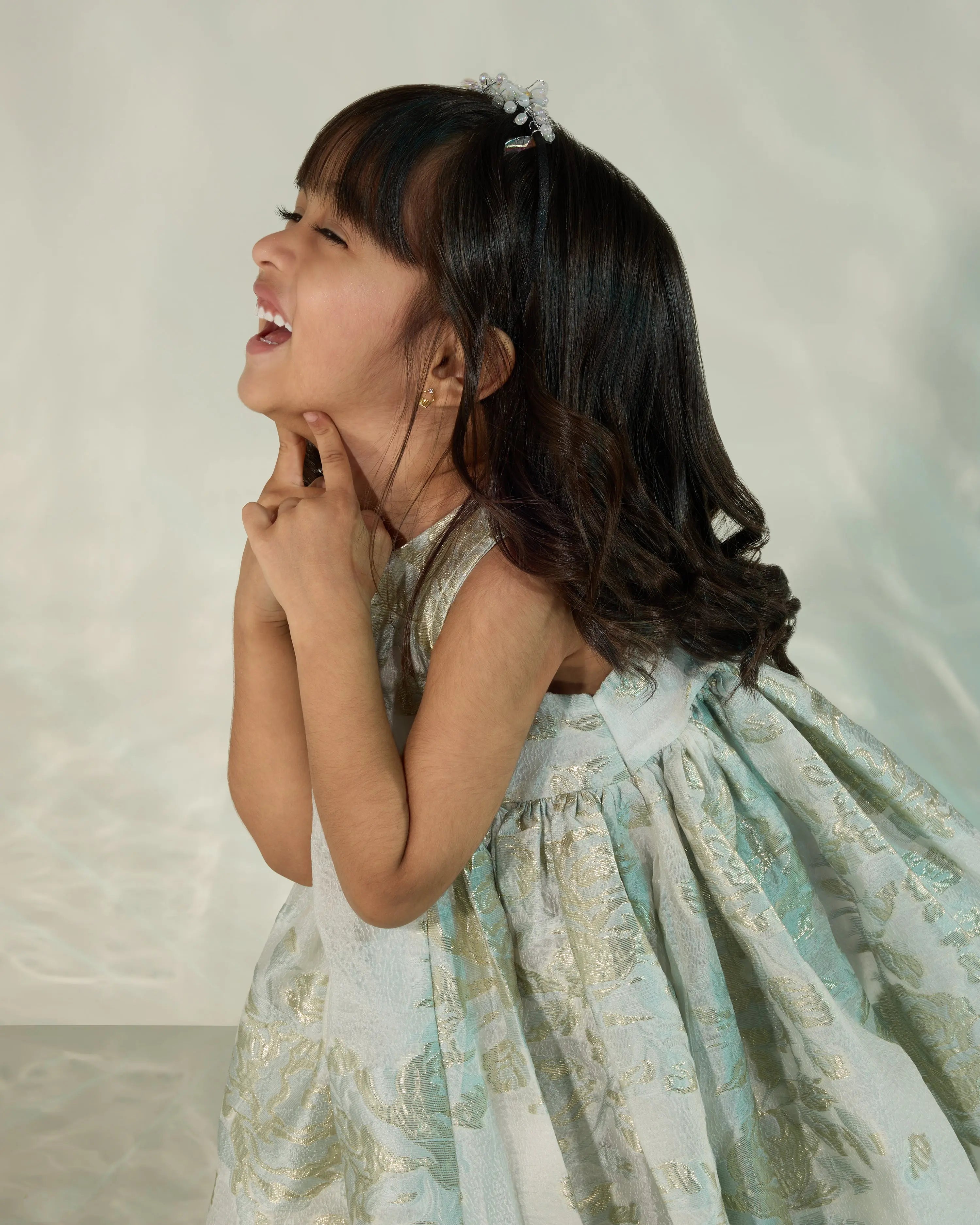 Mint Jacquard flared dress COCO