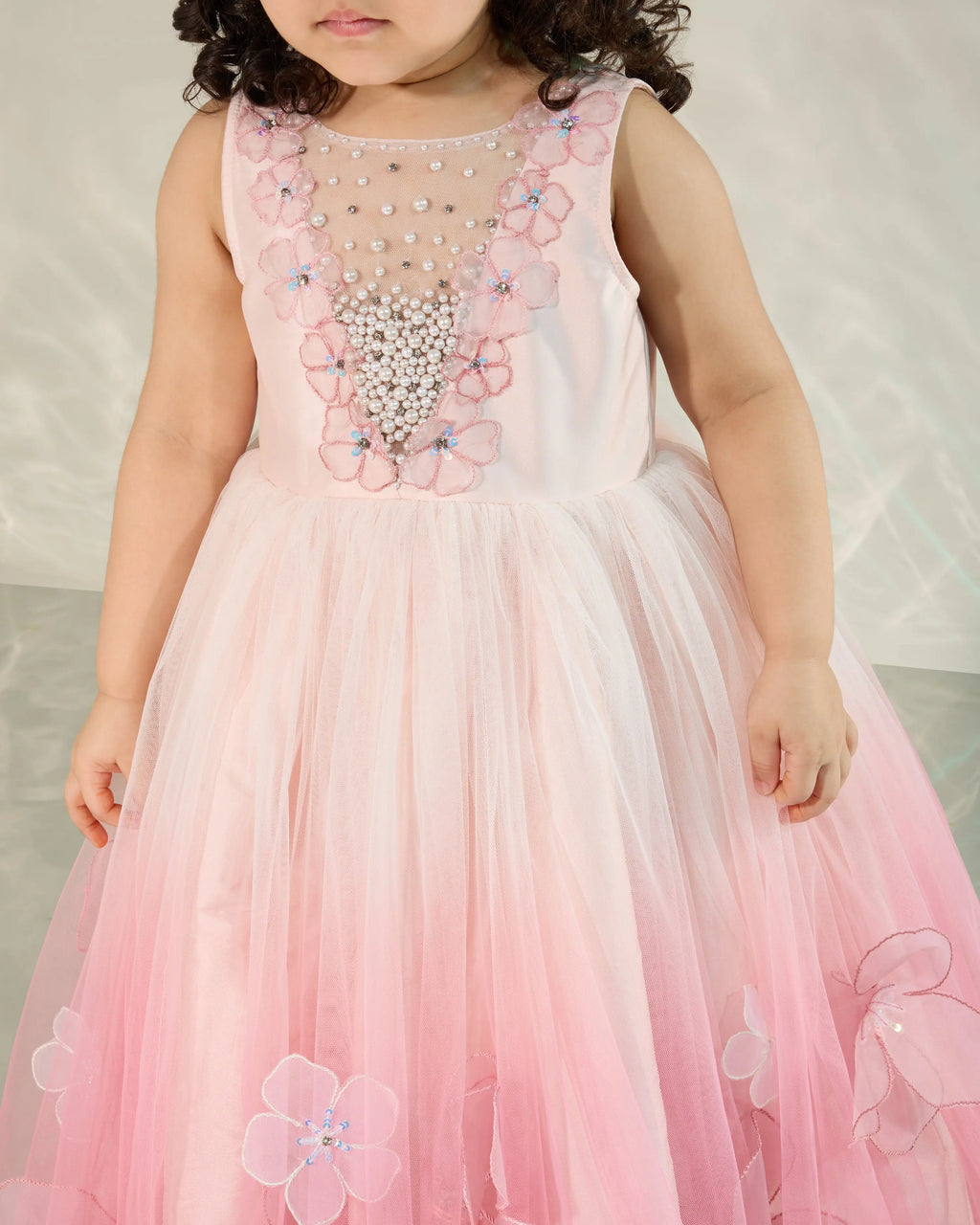 Ombre Shaded Gown with 3D Flowers COCO