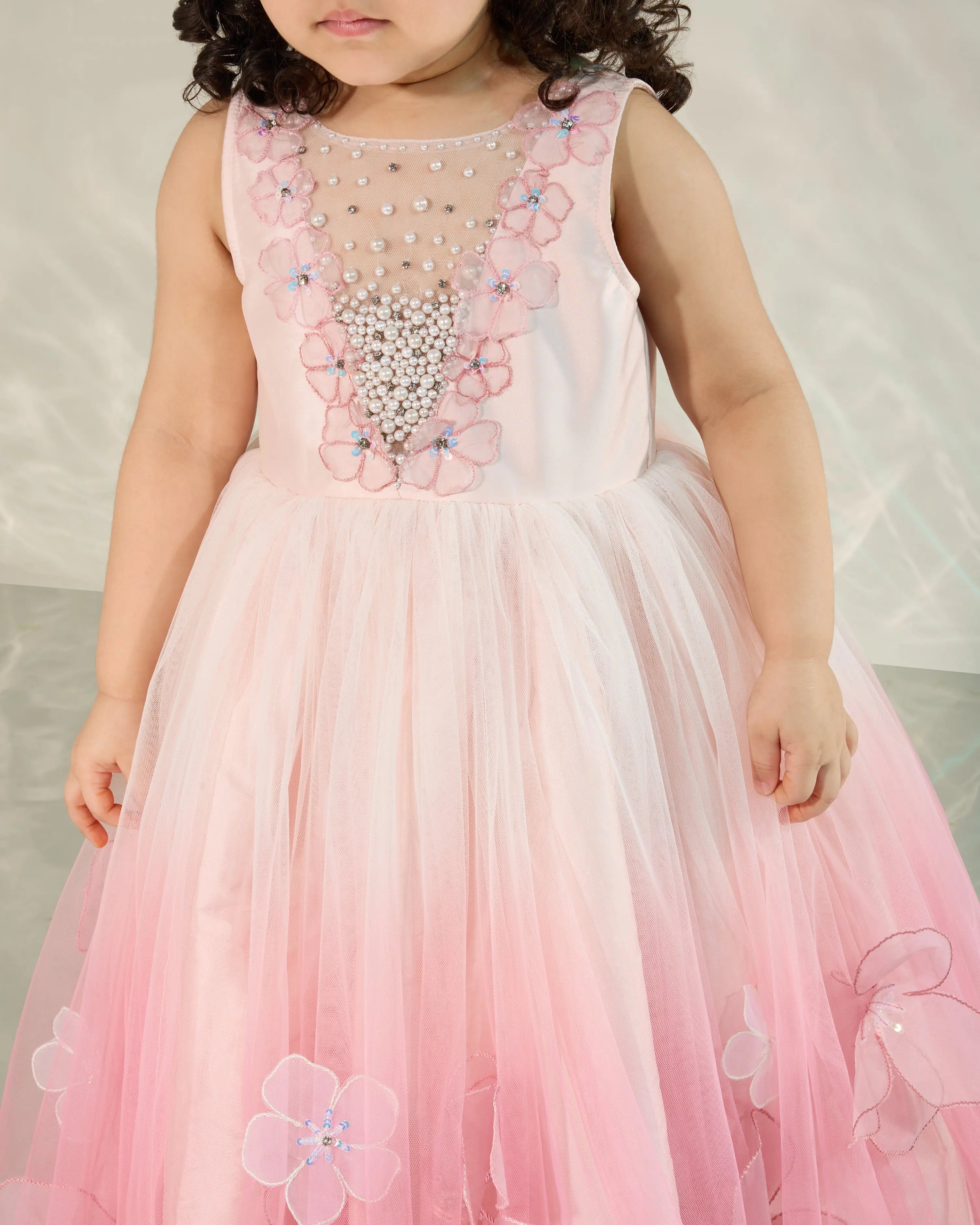 Ombre Shaded Gown with 3D Flowers COCO