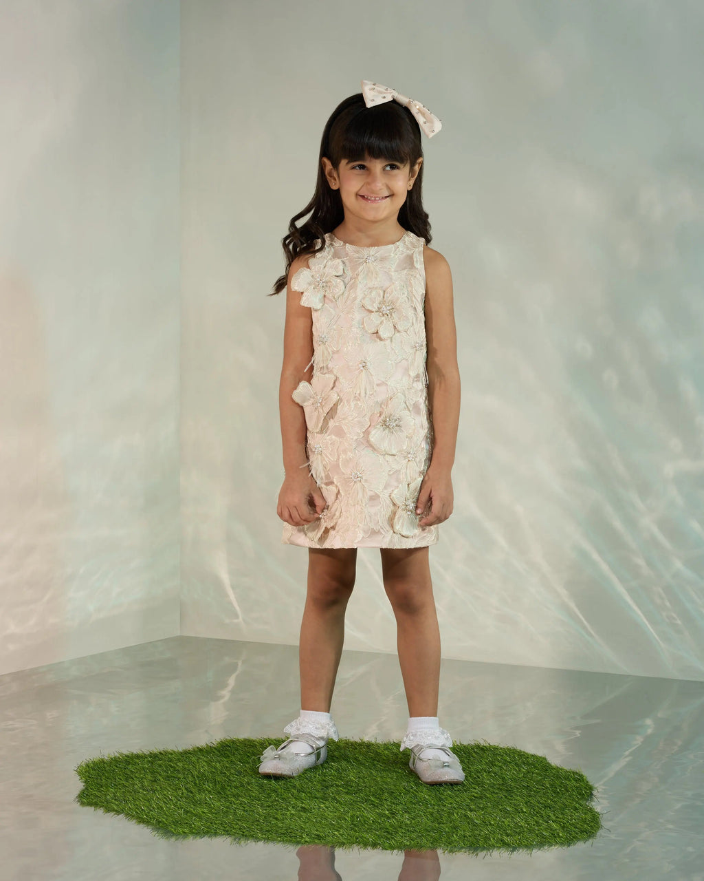 Jacquard 3D Flower Shift Dress COCO