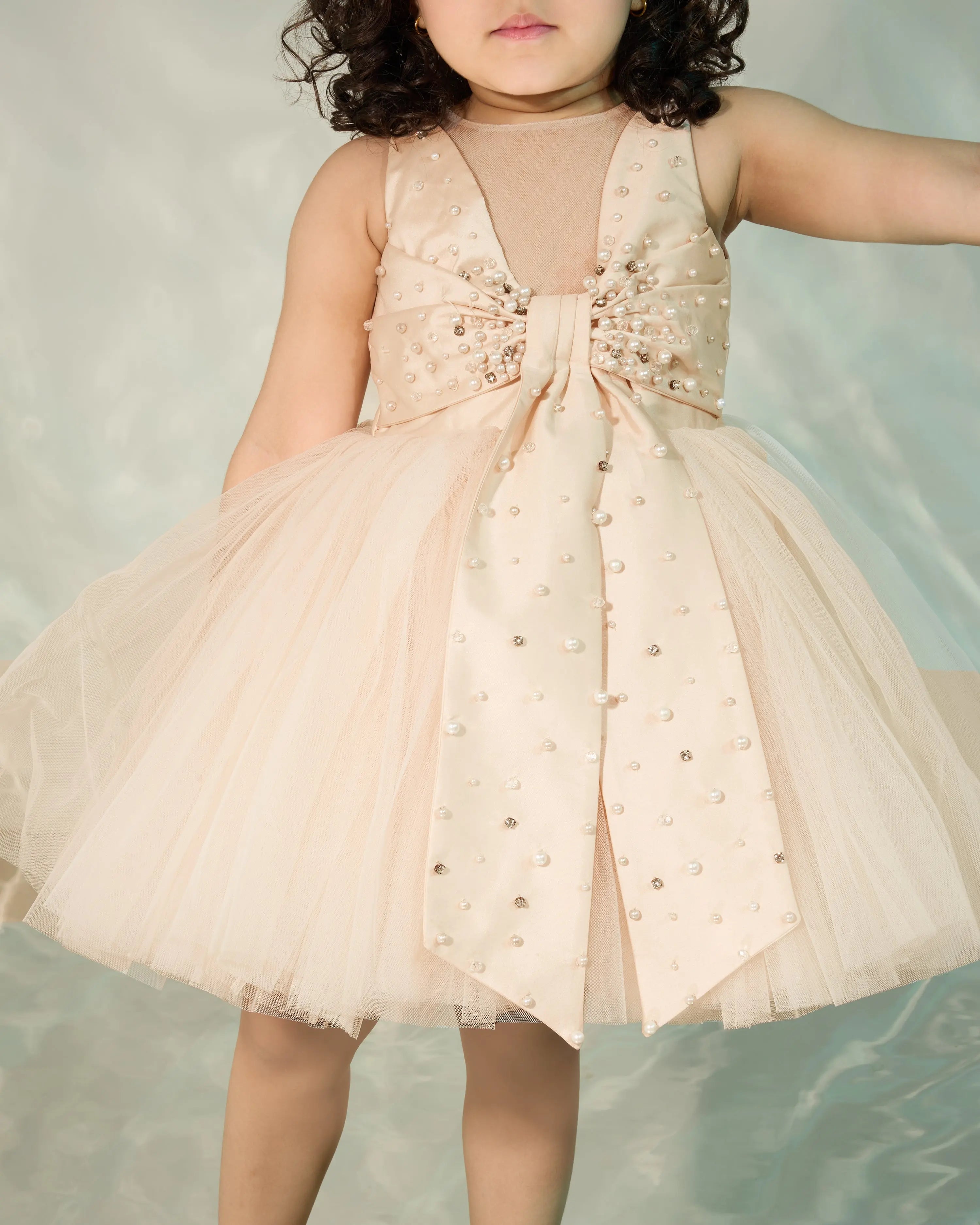 Pearl Embellished Bow Tutu Dress COCO