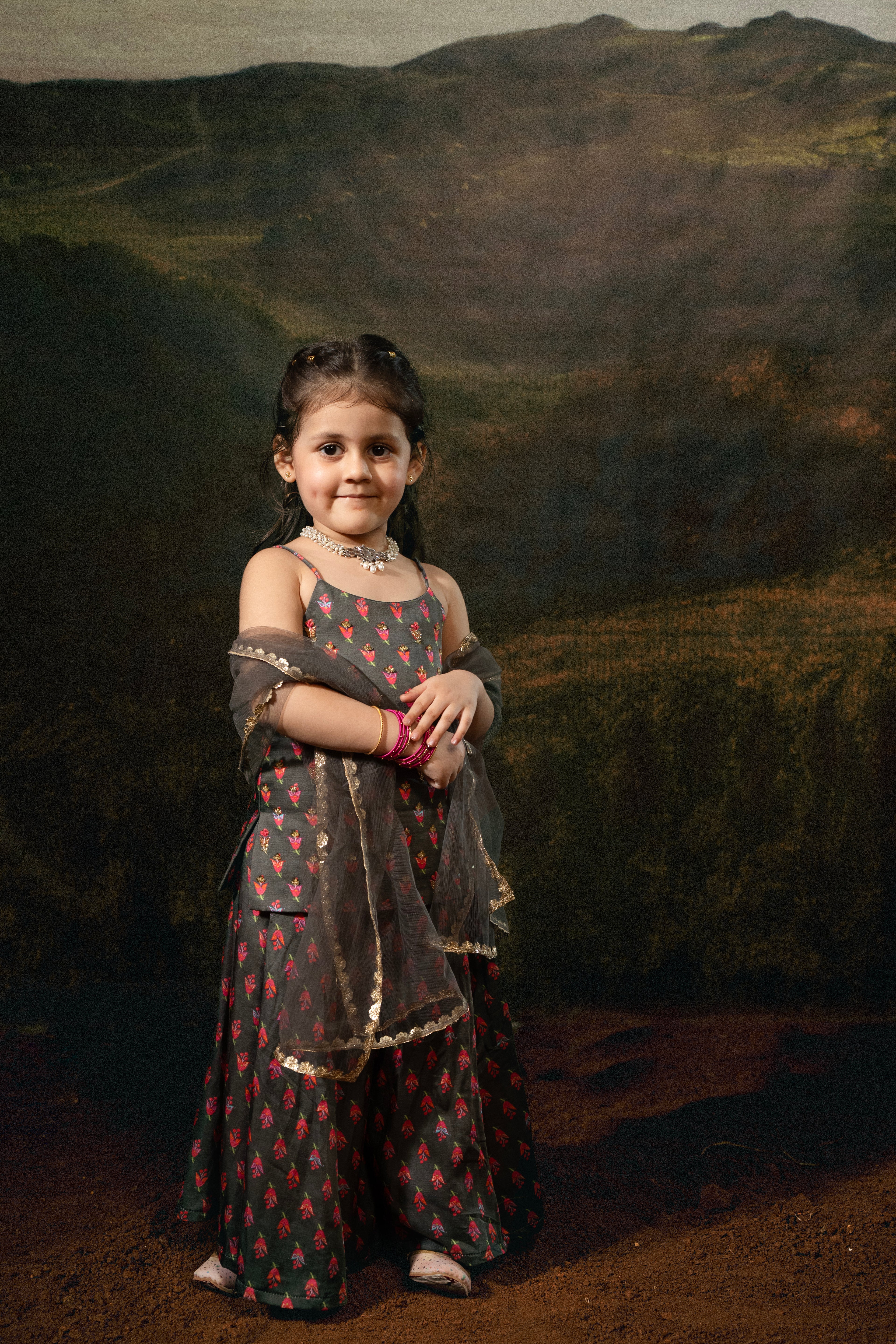 Charcoal Small Flower Sharara Set