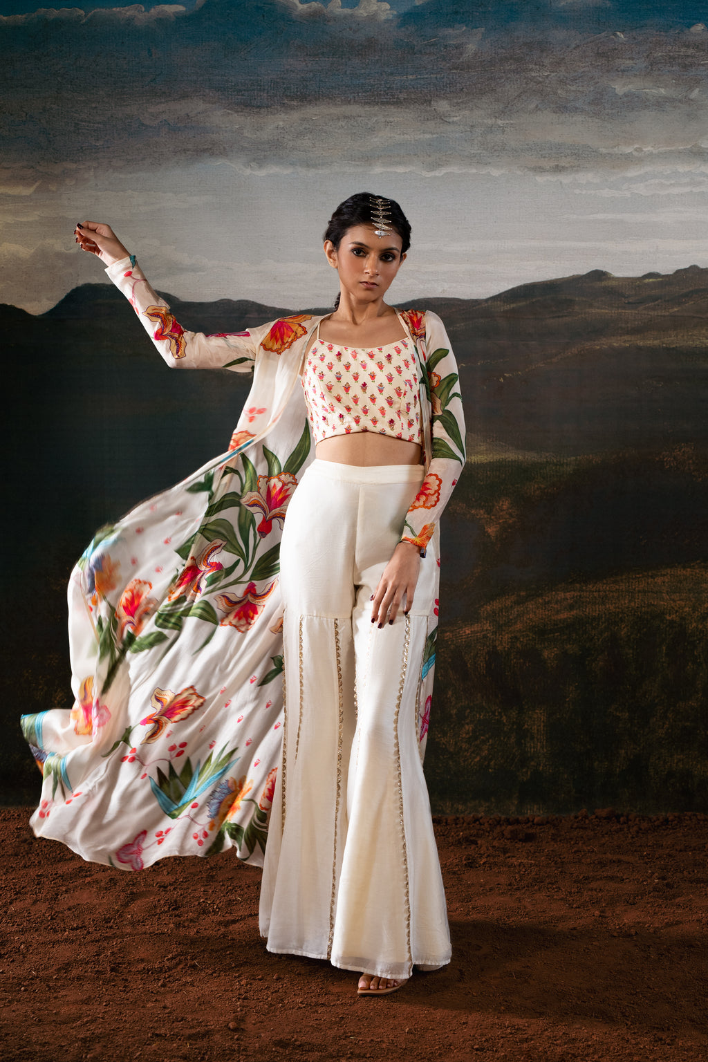 Ivory Cape Set with Sharara