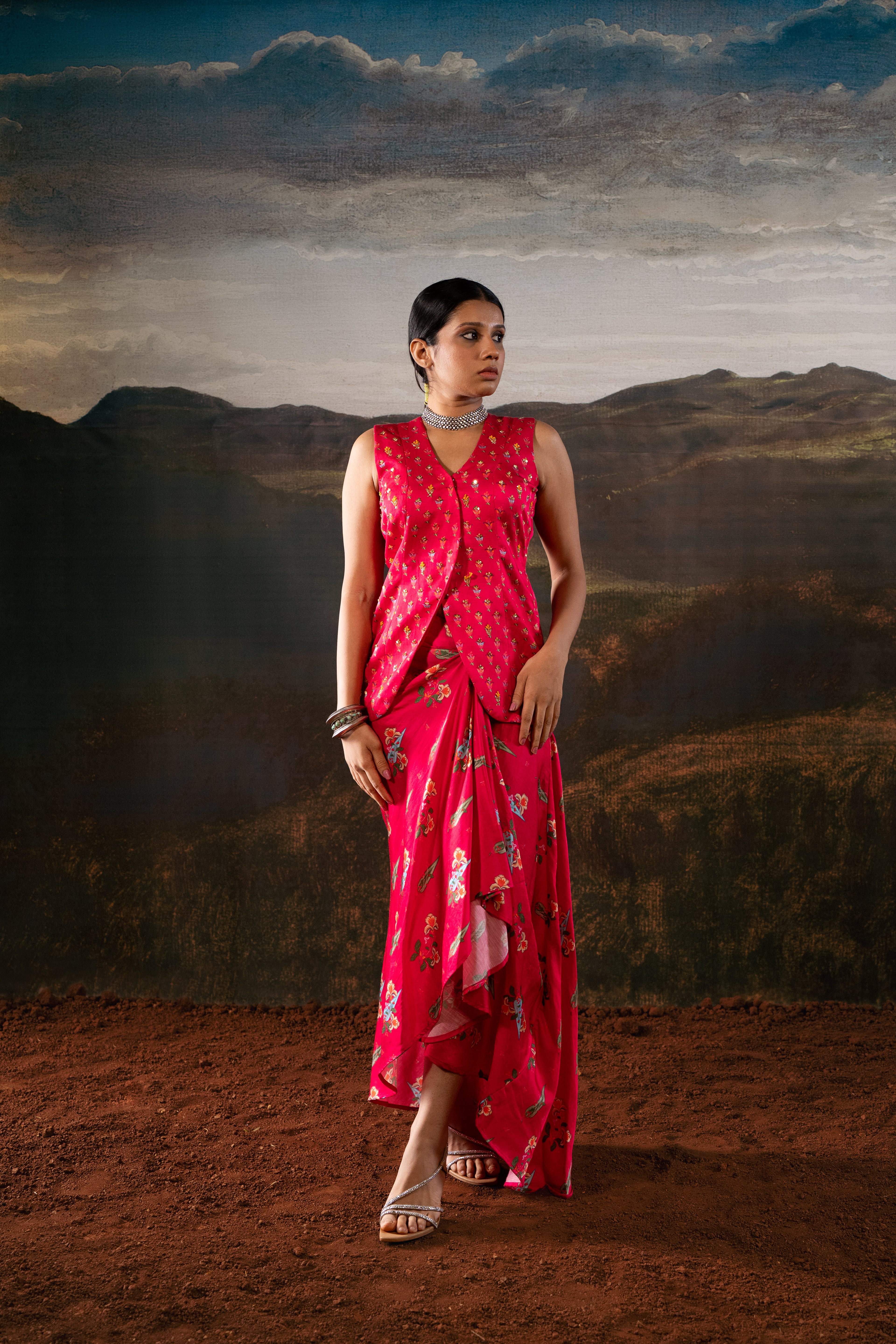 Draped Skirt with Jacket